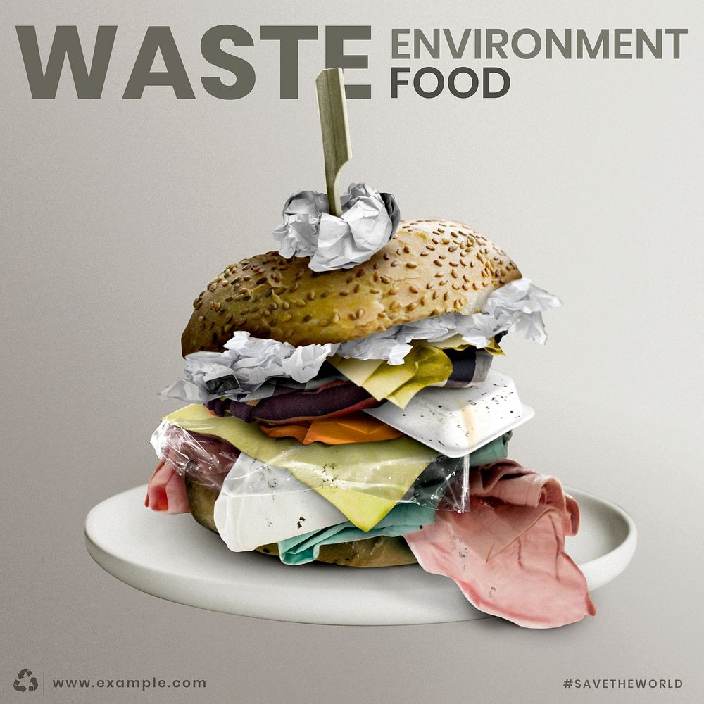 Food waste Instagram post template, editable environment campaign 