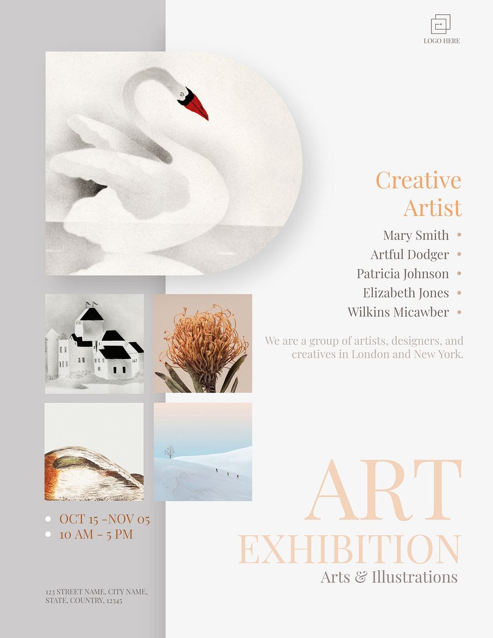 Aesthetic art exhibition flyer template