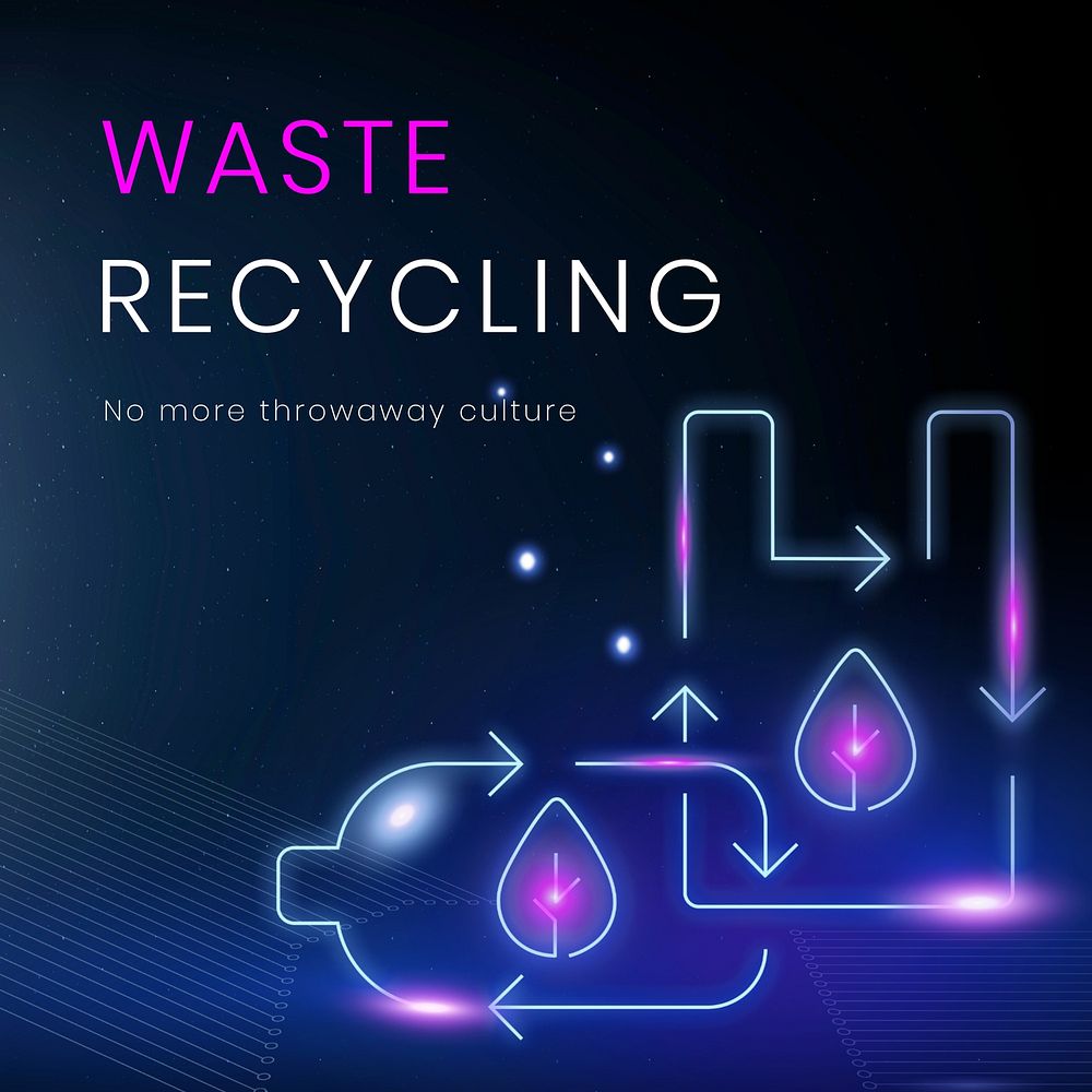 Plastic waste Instagram post template environment design