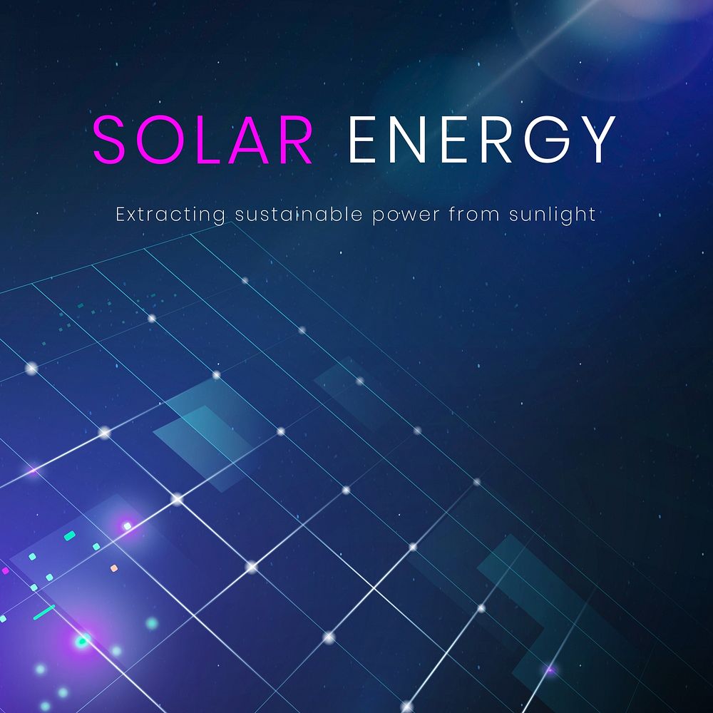 Solar energy Instagram post template, editable clean technology design
