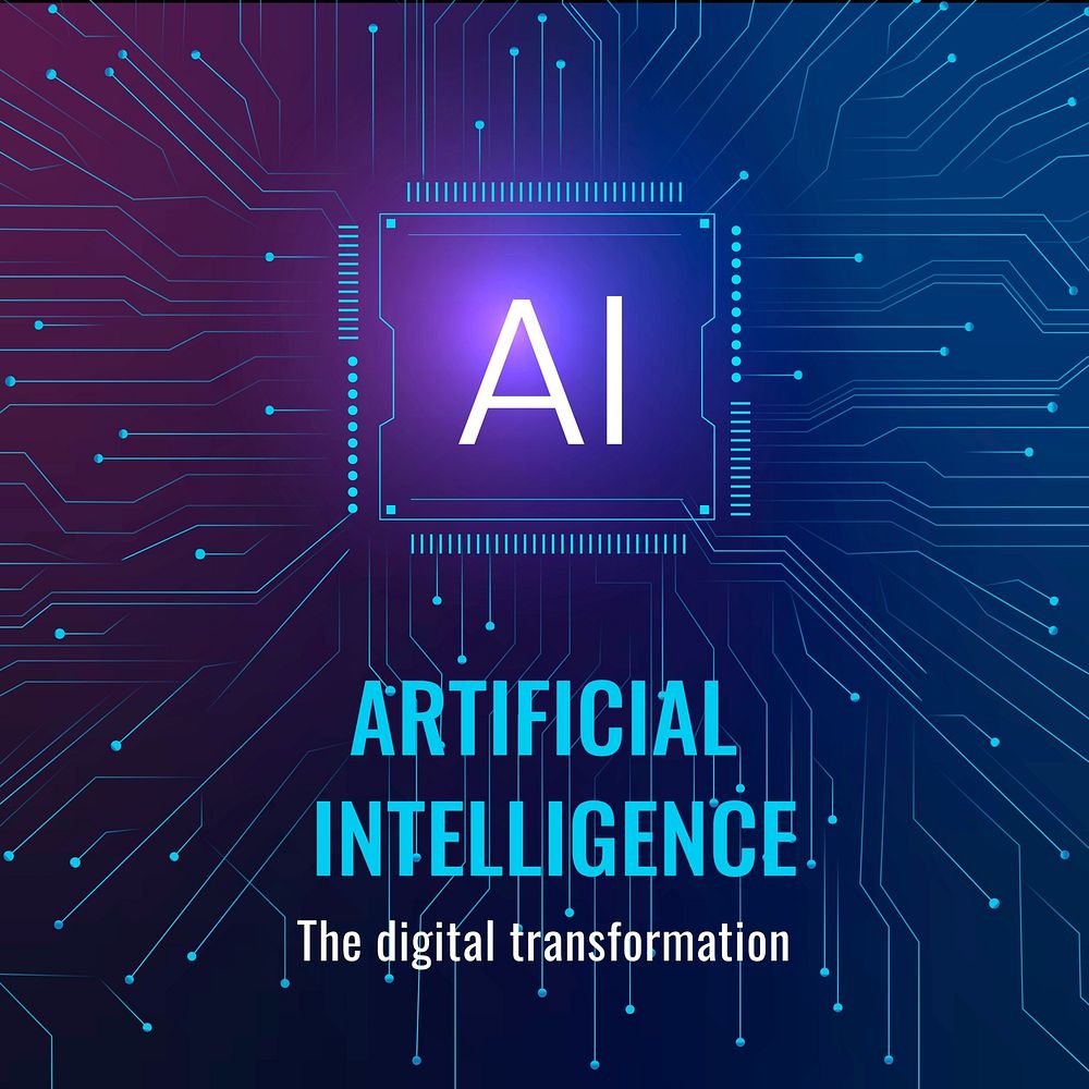 Artificial intelligence Instagram post template,  technology design