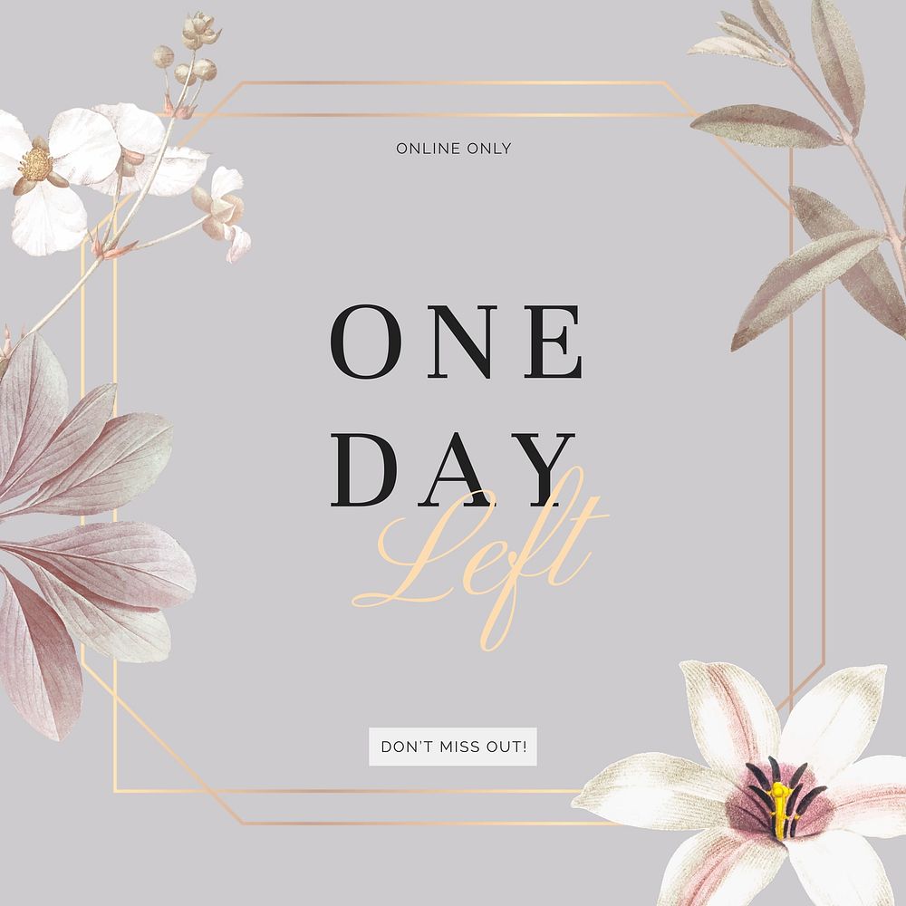 Floral promotion Facebook ad template, gray editable design