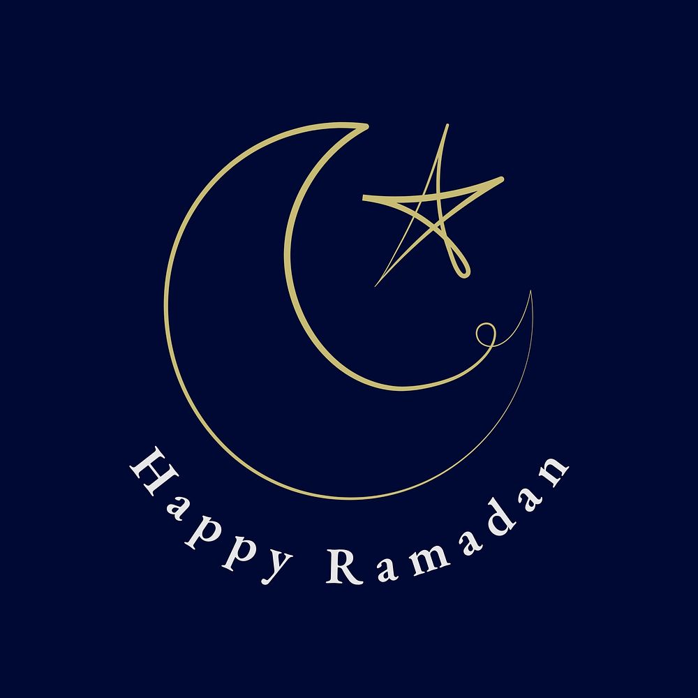 Happy Ramadan logo template, editable Islamic design