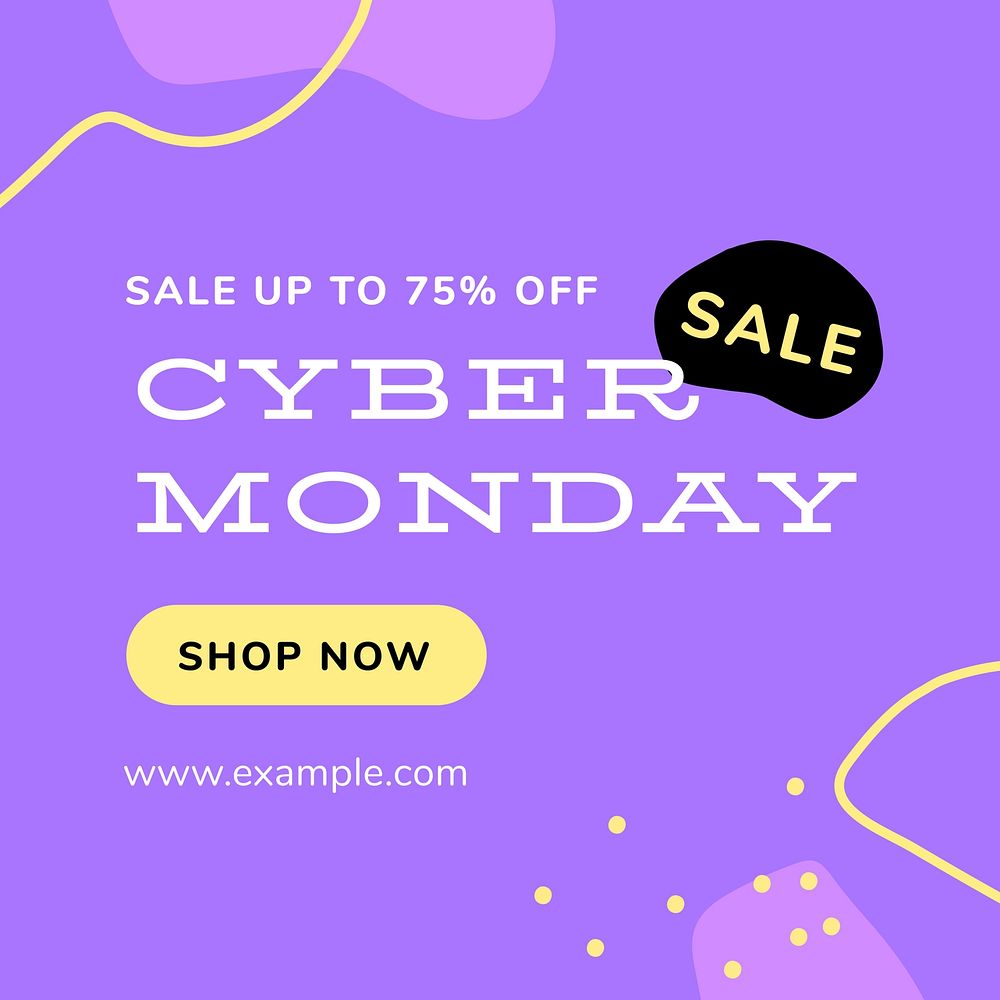 Cyber Monday Instagram ad template on Memphis design