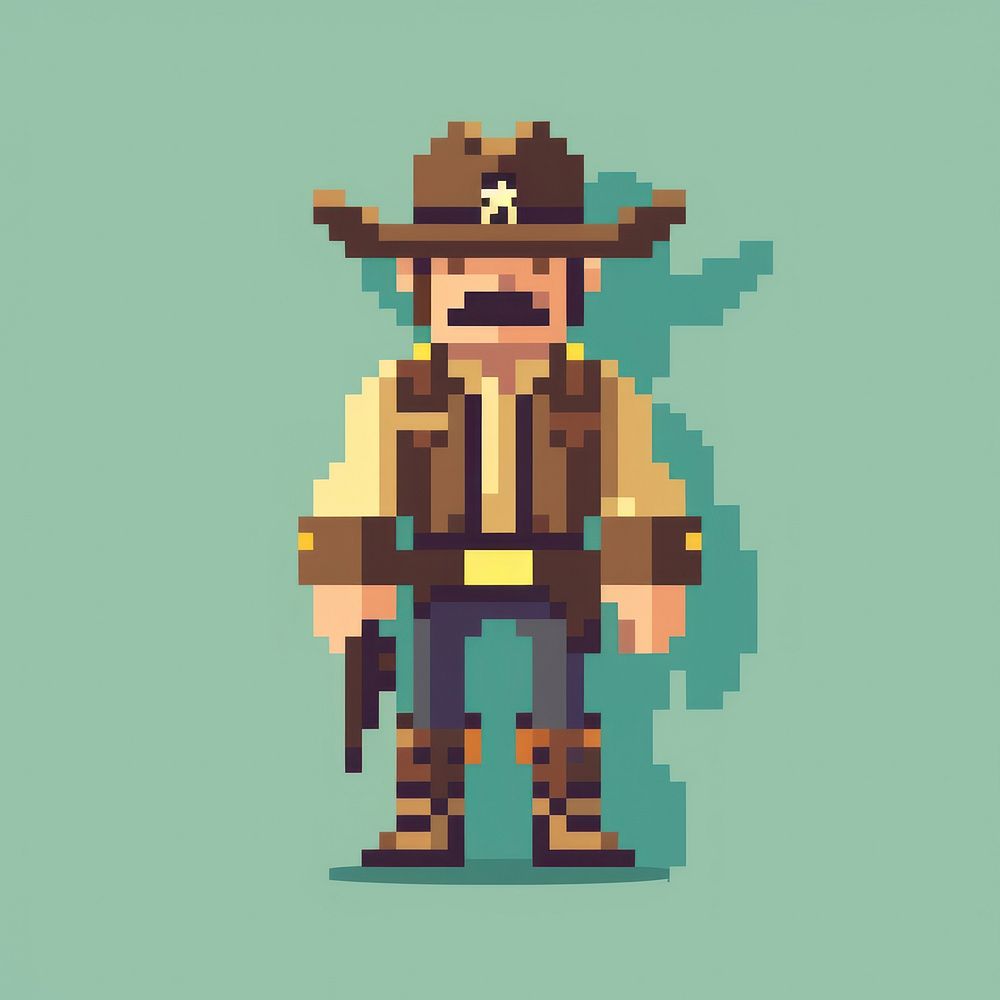 American cowboy sheriff pixel nutcracker person human.