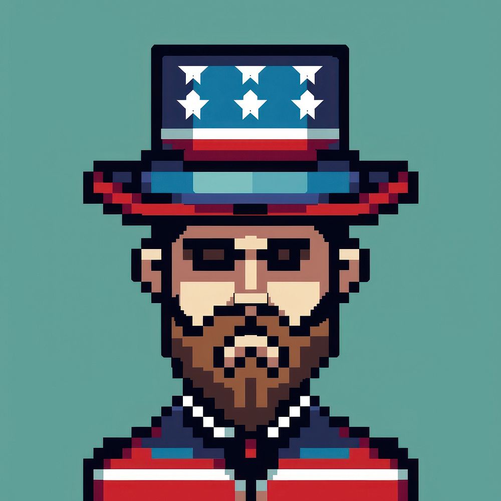 American man wearing hat pixel photography clothing portrait.