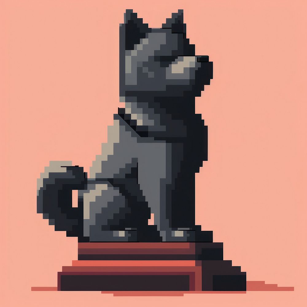 Hachiko statue pixel person animal mammal.
