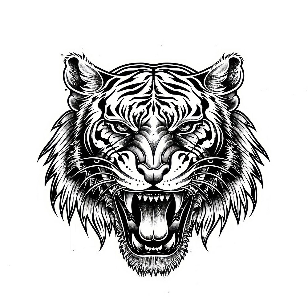 Tiger illustrated wildlife drawing.