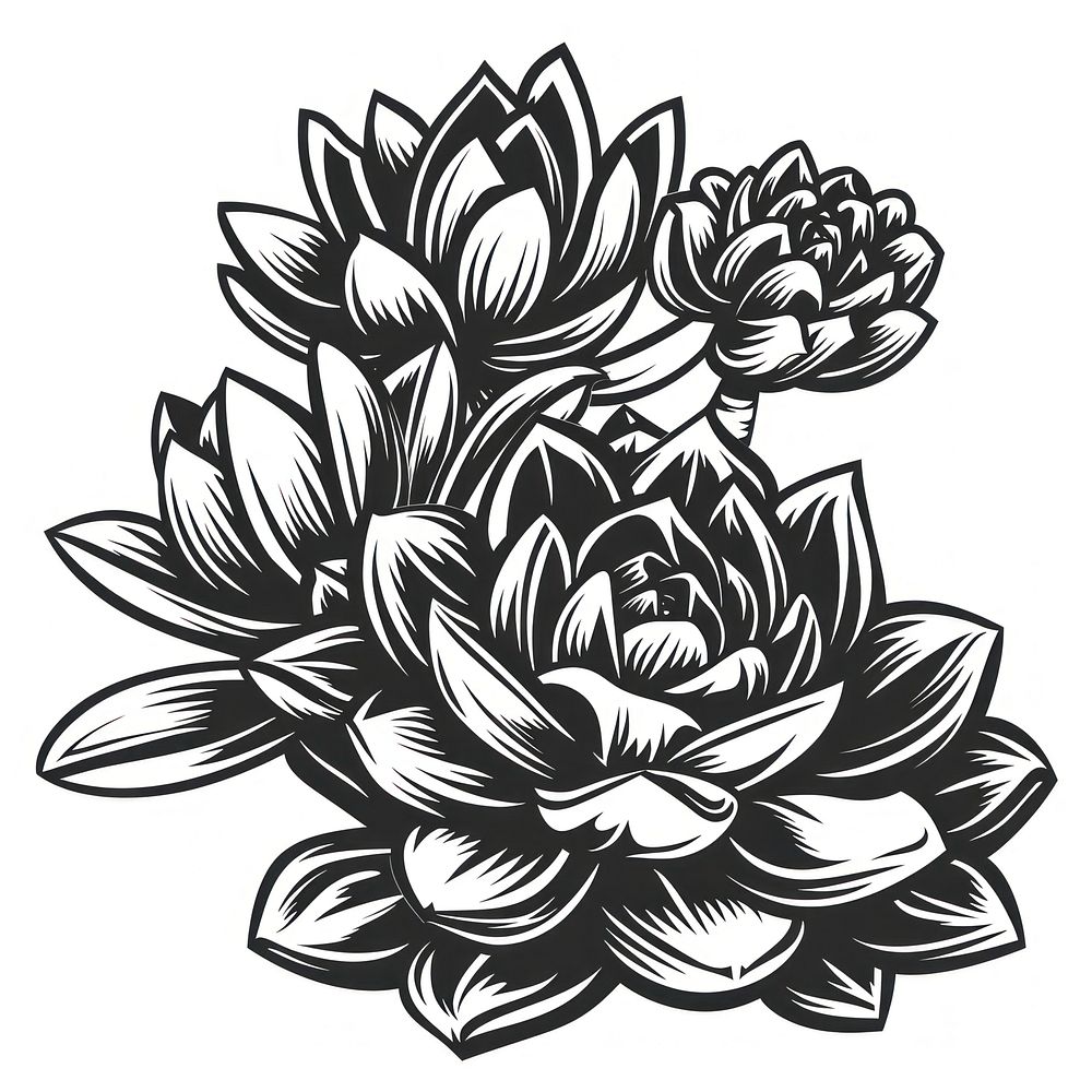 Succulant illustrated blossom drawing.