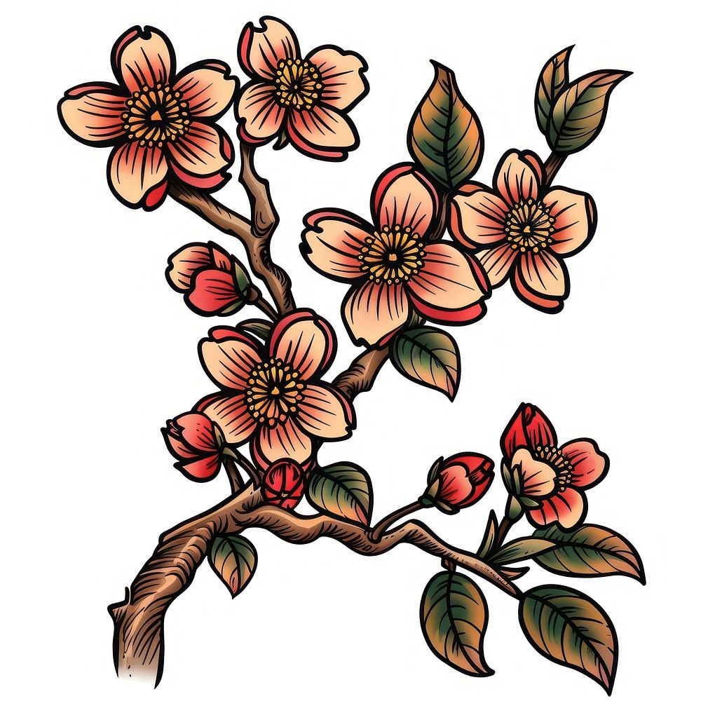 Tattoo illustration of a sakura embroidery graphics dynamite.