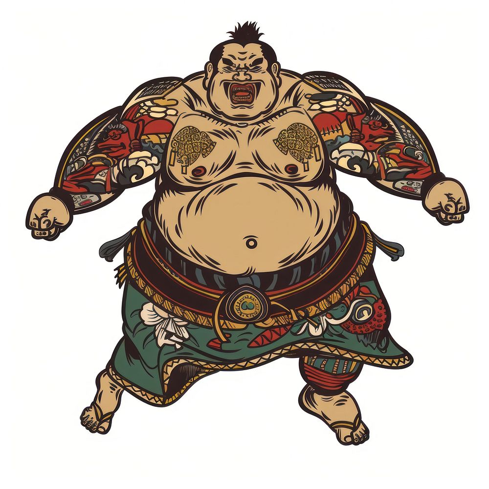 Tattoo illustration of a sumo illustrated drawing person.