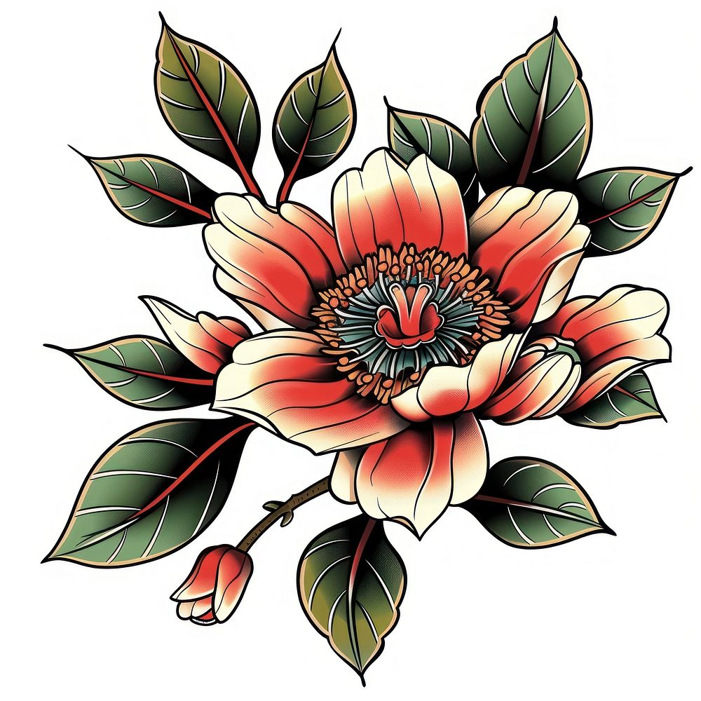 Tattoo illustration of a higanbana flower graphics blossom pattern.