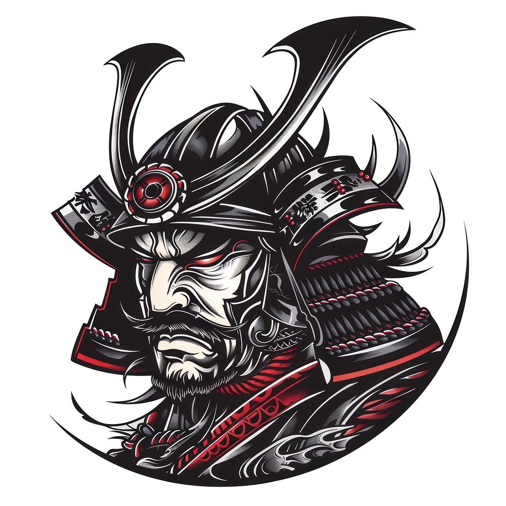 Tattoo illustration of a samurai person human.