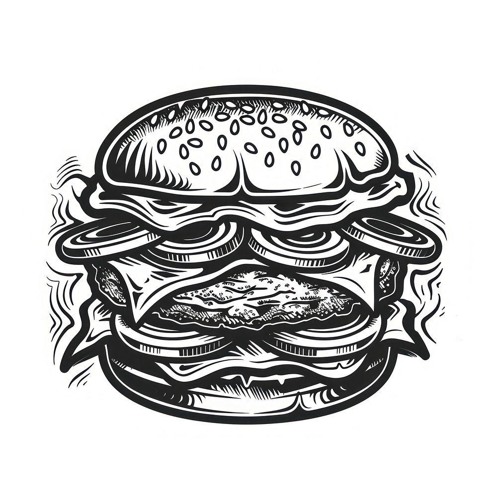 Burger illustrated drawing doodle.