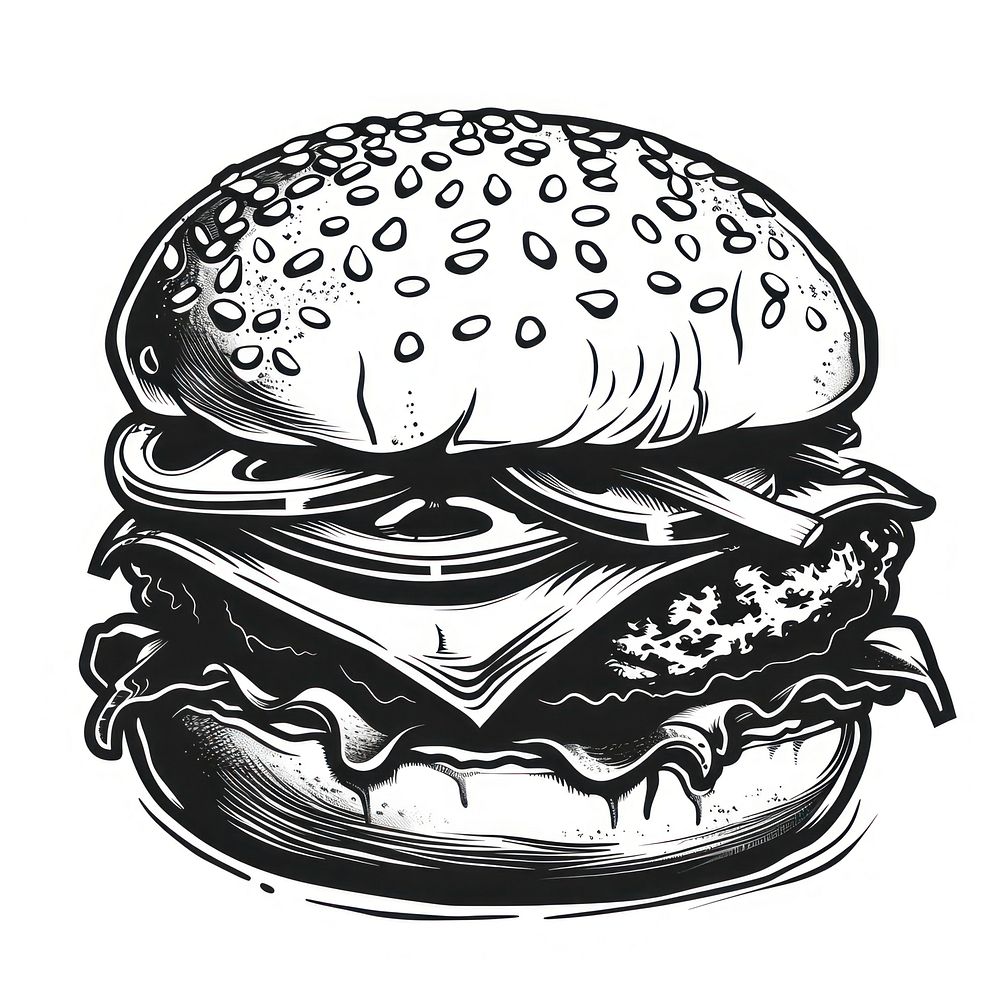 Burger illustrated drawing dessert.
