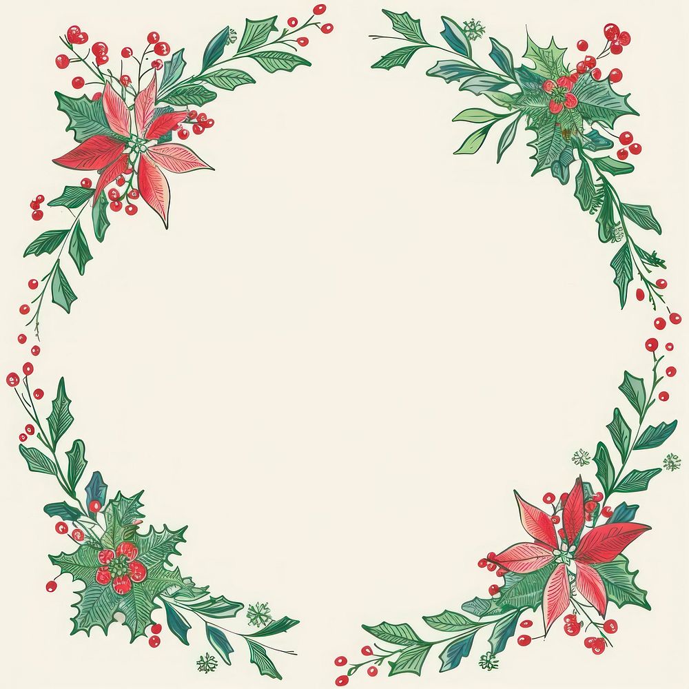 Christmas wreath embroidery graphics pattern.