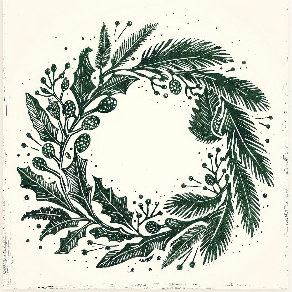 Christmas wreath illustrated graphics pattern.