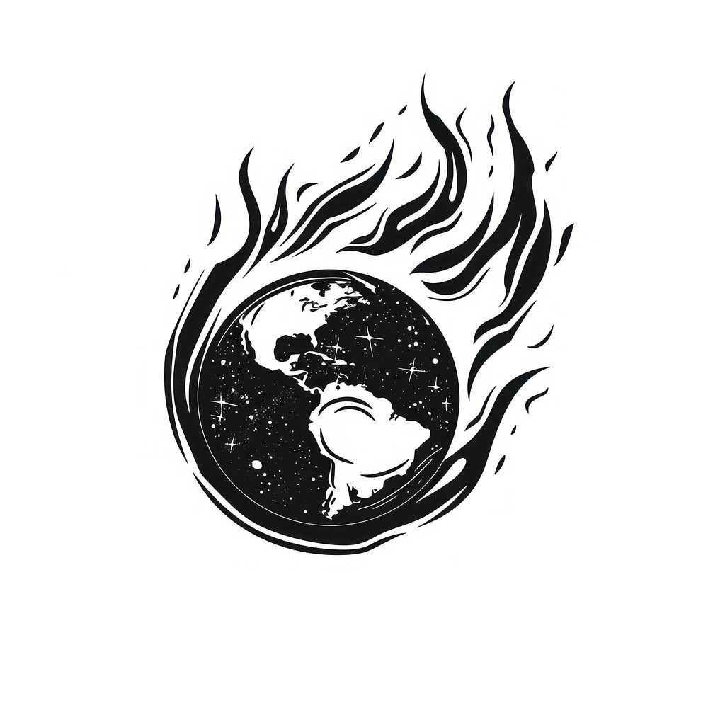 Earth on fire logo stencil smoke pipe.