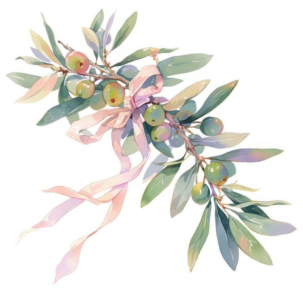 Coquette olive branch art graphics pattern.