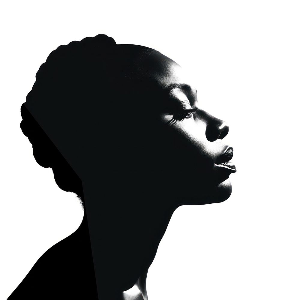 African American woman silhouette portrait face.