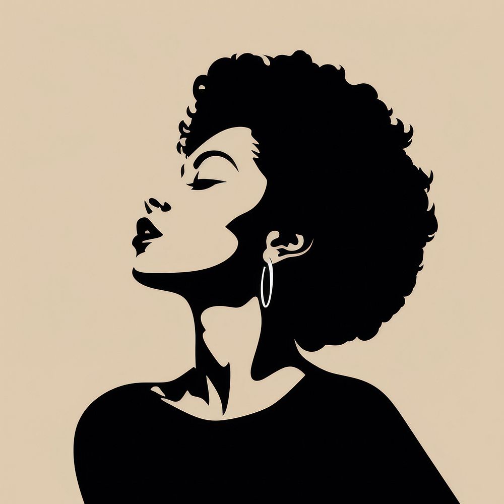 African American woman silhouette face stencil.