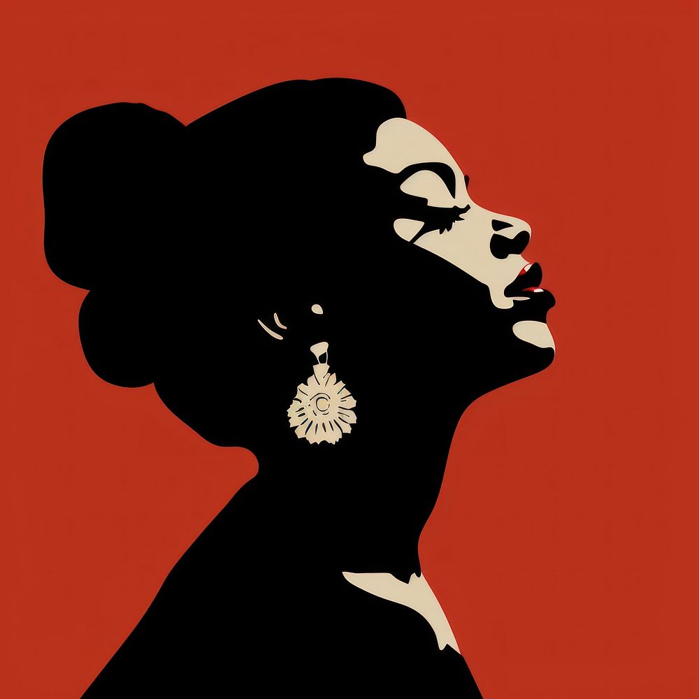 African American woman silhouette face stencil.