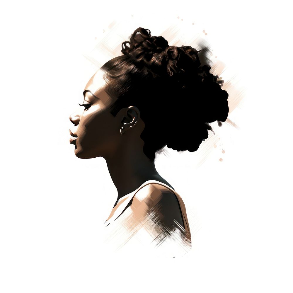 African American woman silhouette portrait face.