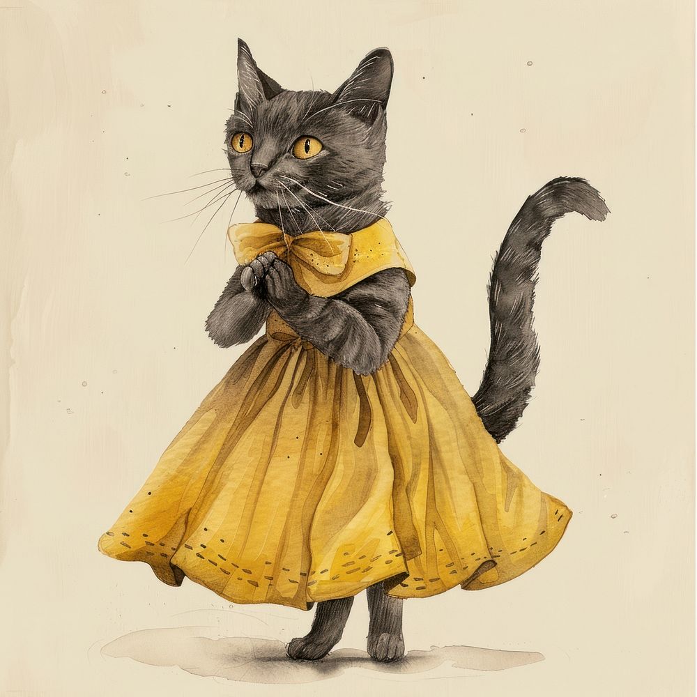Art cat clothing painting.