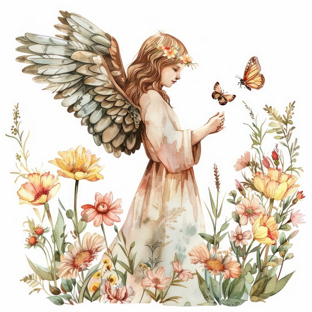 Illustration angel watercolor art archangel painting.
