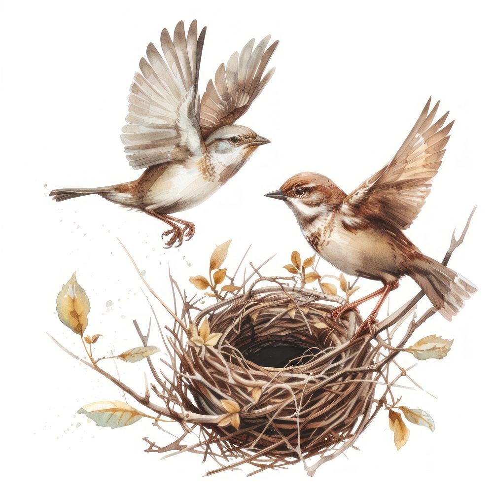 Bird nest sparrow animal.