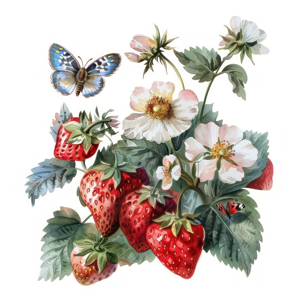 Illustration strawberries watercolor strawberry art painting.