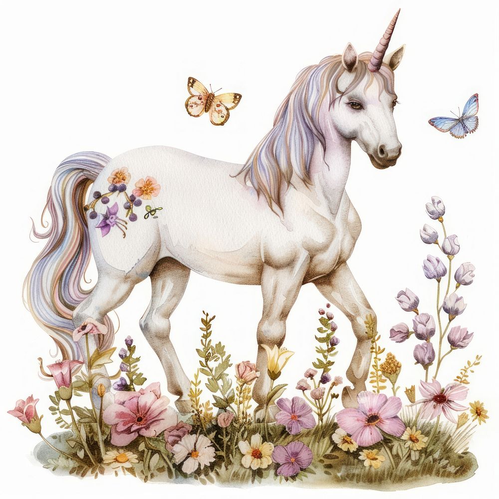 Illustration unicorn watercolor art illustrated porcelain.