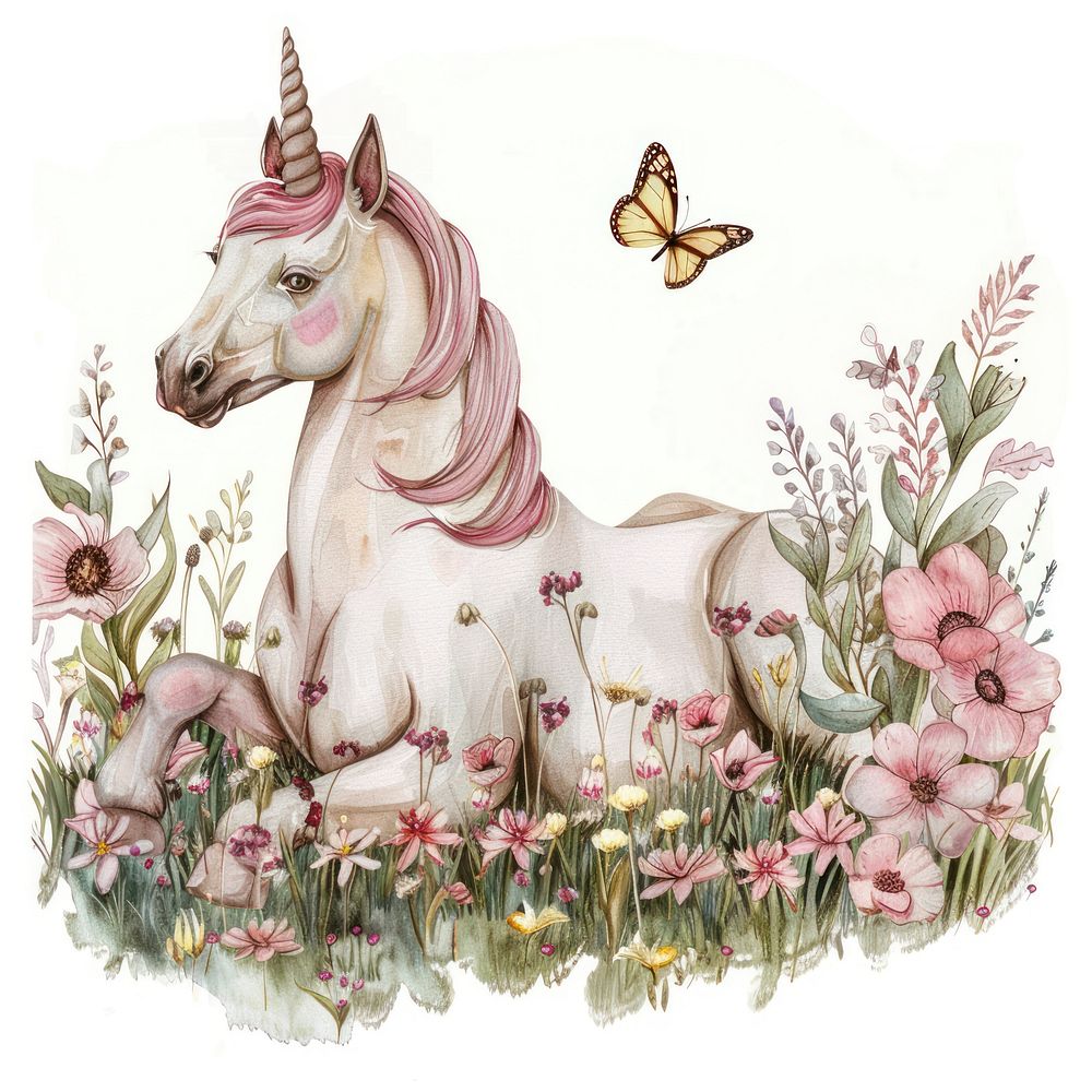Illustration unicorn watercolor art illustrated porcelain.