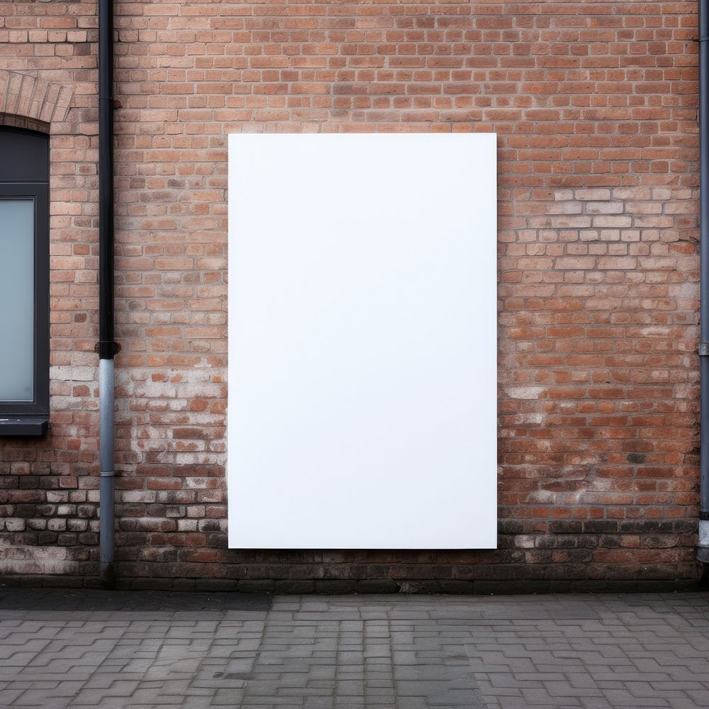 Blank white poster building brick wall.