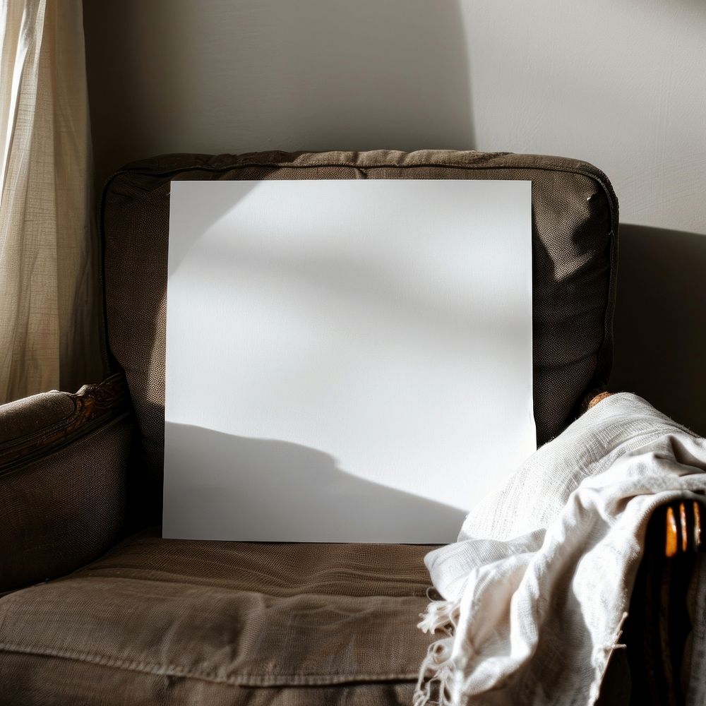 Blank white A4 paper armchair furniture cushion.
