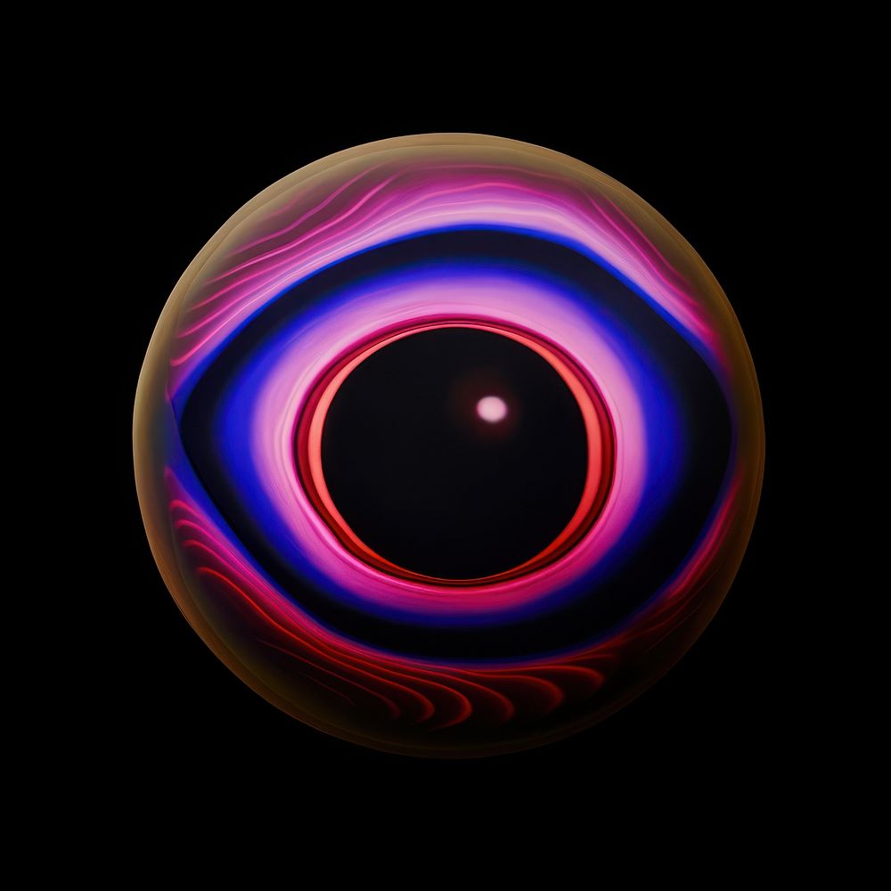 An eye ball purple sphere spiral.