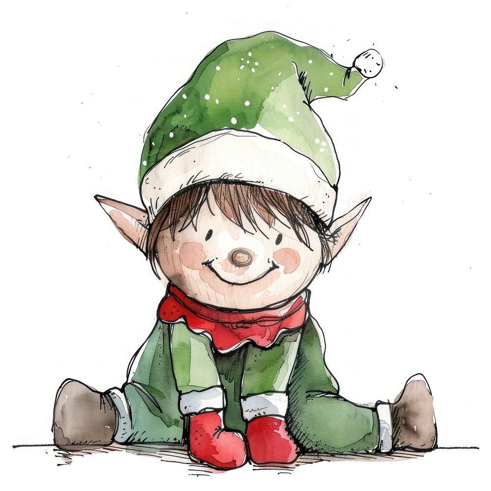 Christmas elf sketch book art.