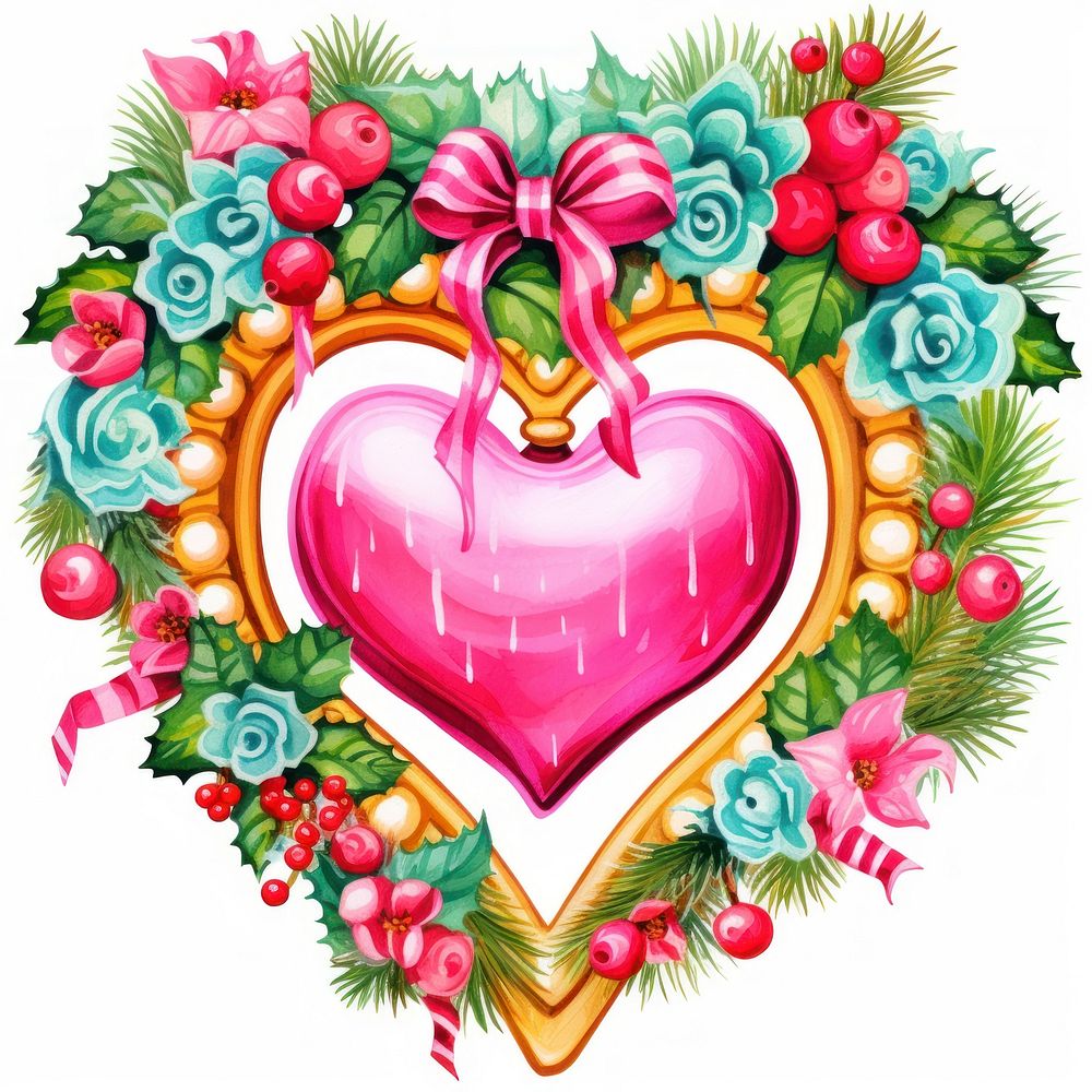 Christmas wreath heart graphics envelope.