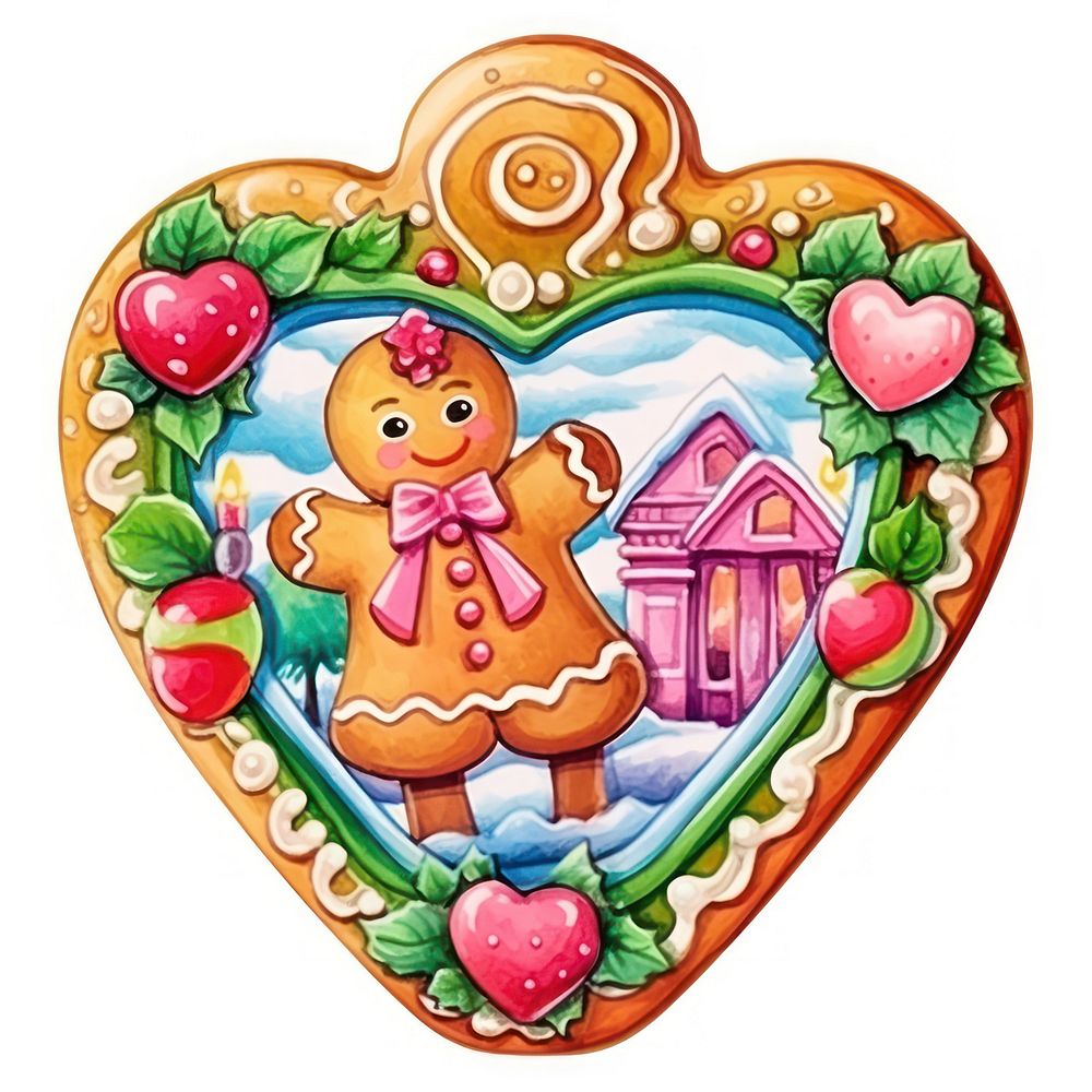 Christmas gingerbread heart confectionery biscuit.