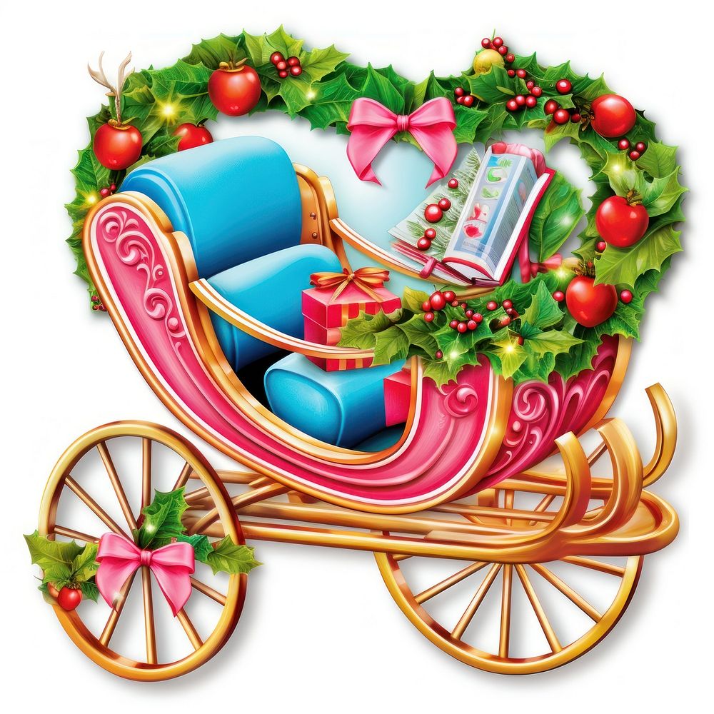 Christmas sleigh transportation carriage dessert.