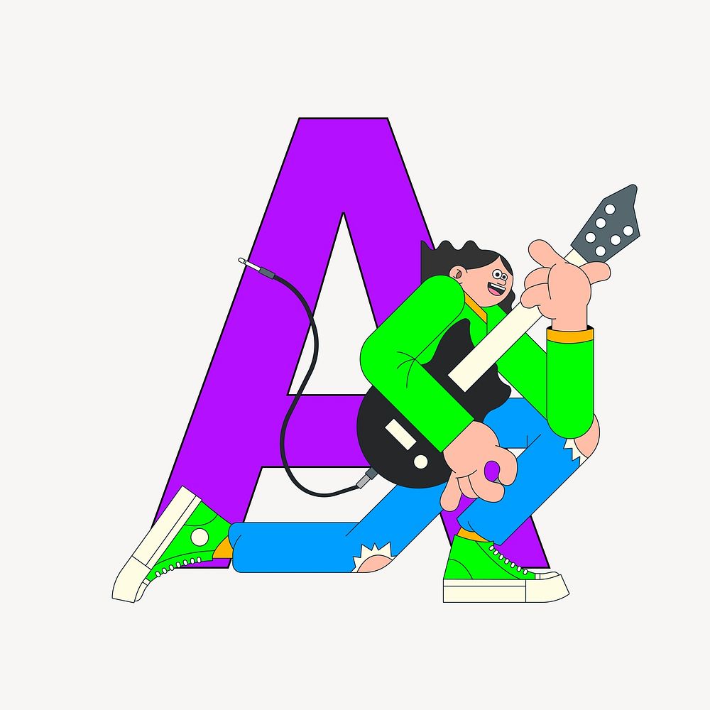 Letter A, character font illustration