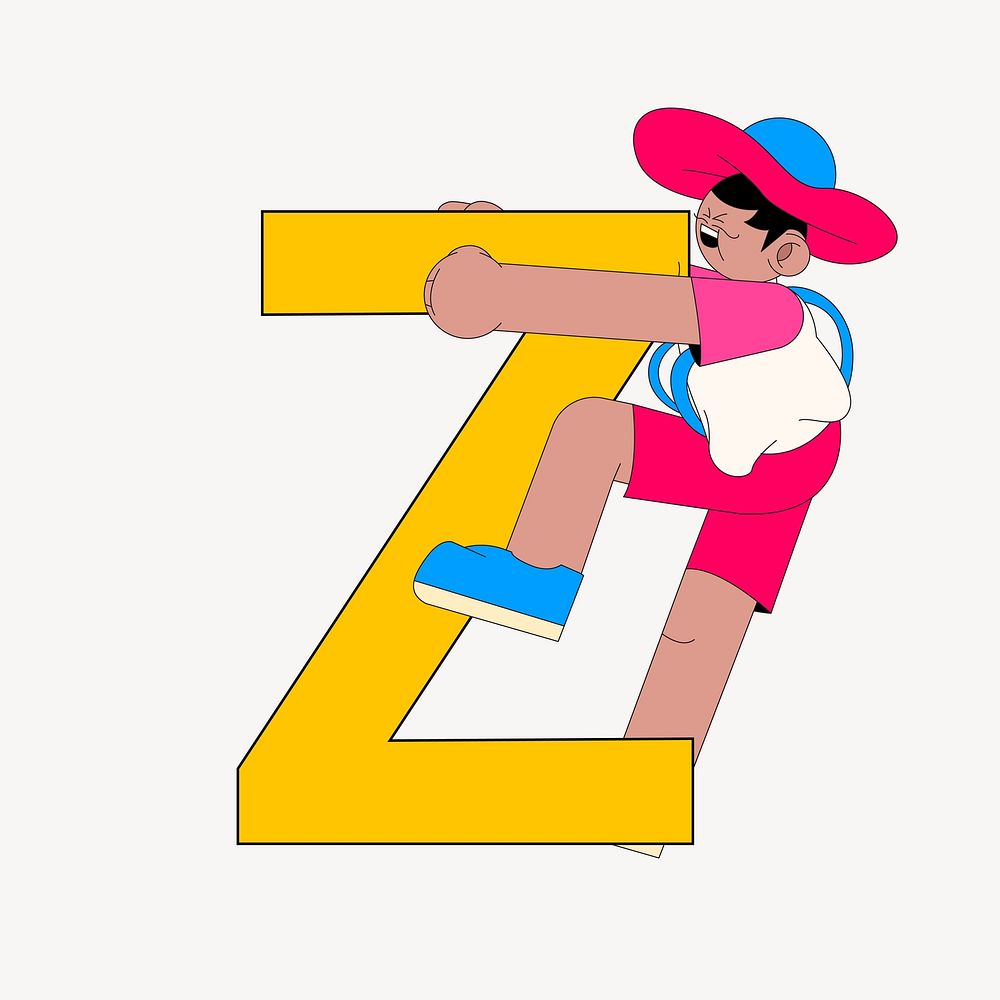 Letter Z, character font illustration