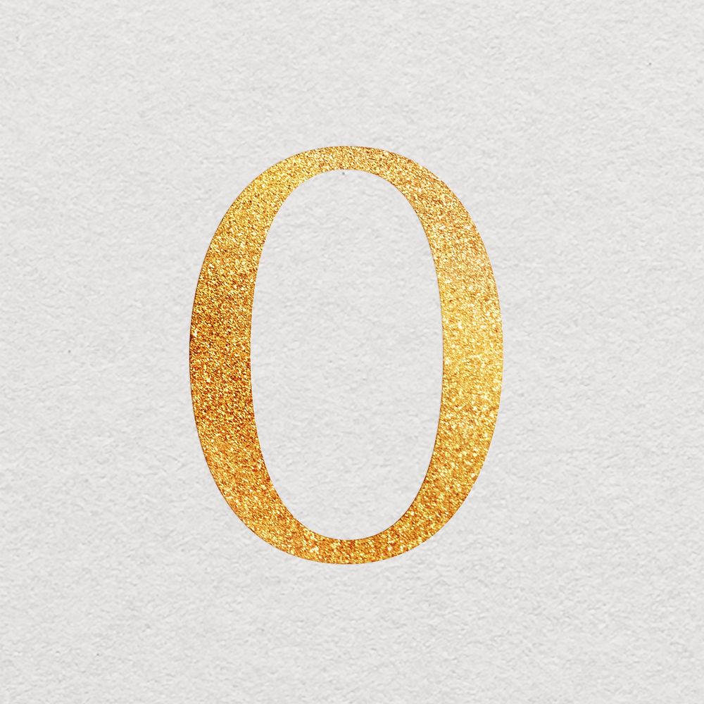 Number 0 gold foil alphabet illustration