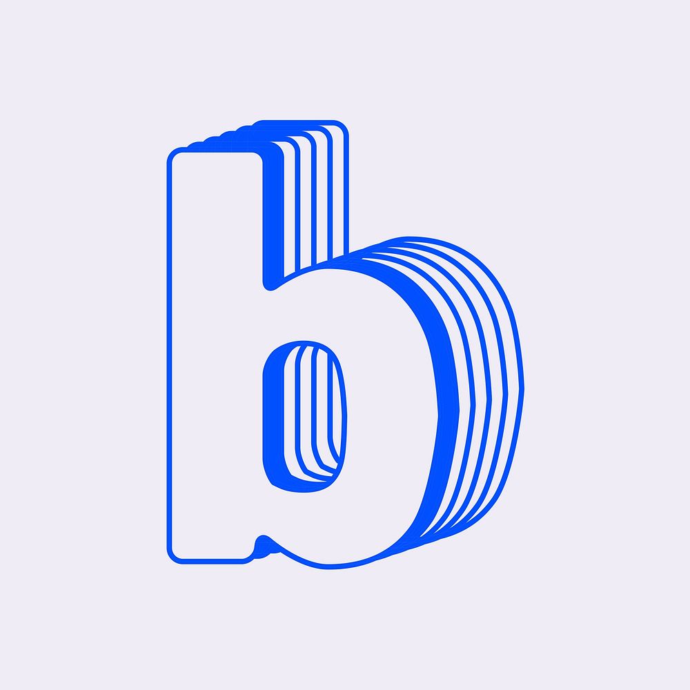 Letter b, line layer font illustration