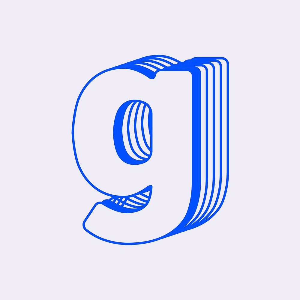 Letter g, line layer font illustration