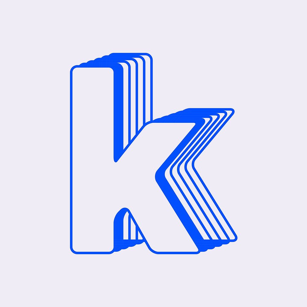 Letter k, line layer font illustration