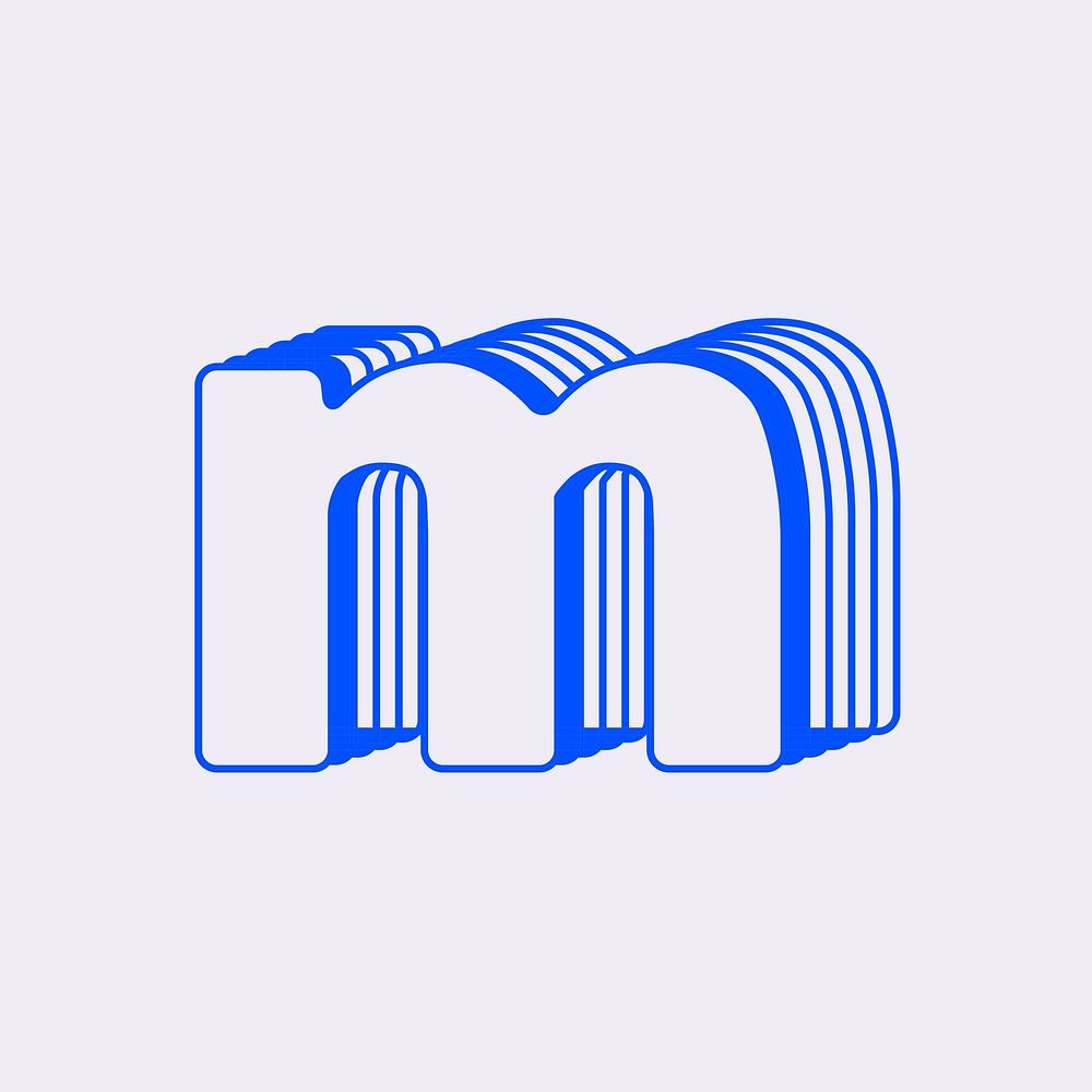Letter m, line layer font illustration