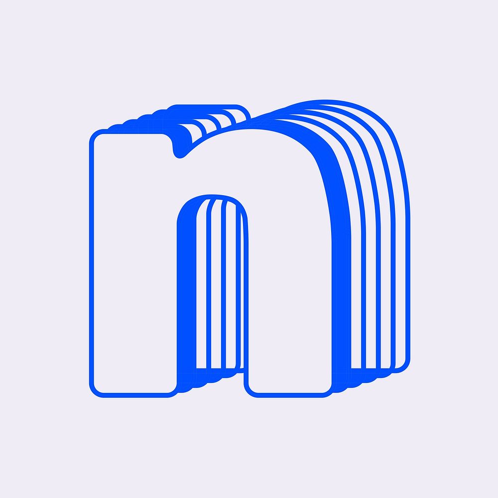 Letter n, line layer font illustration