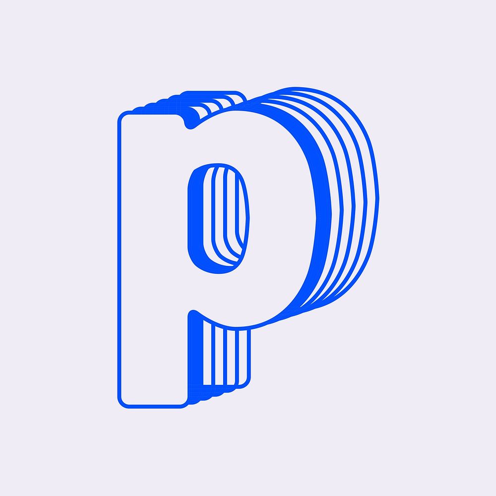 Letter p, line layer font illustration