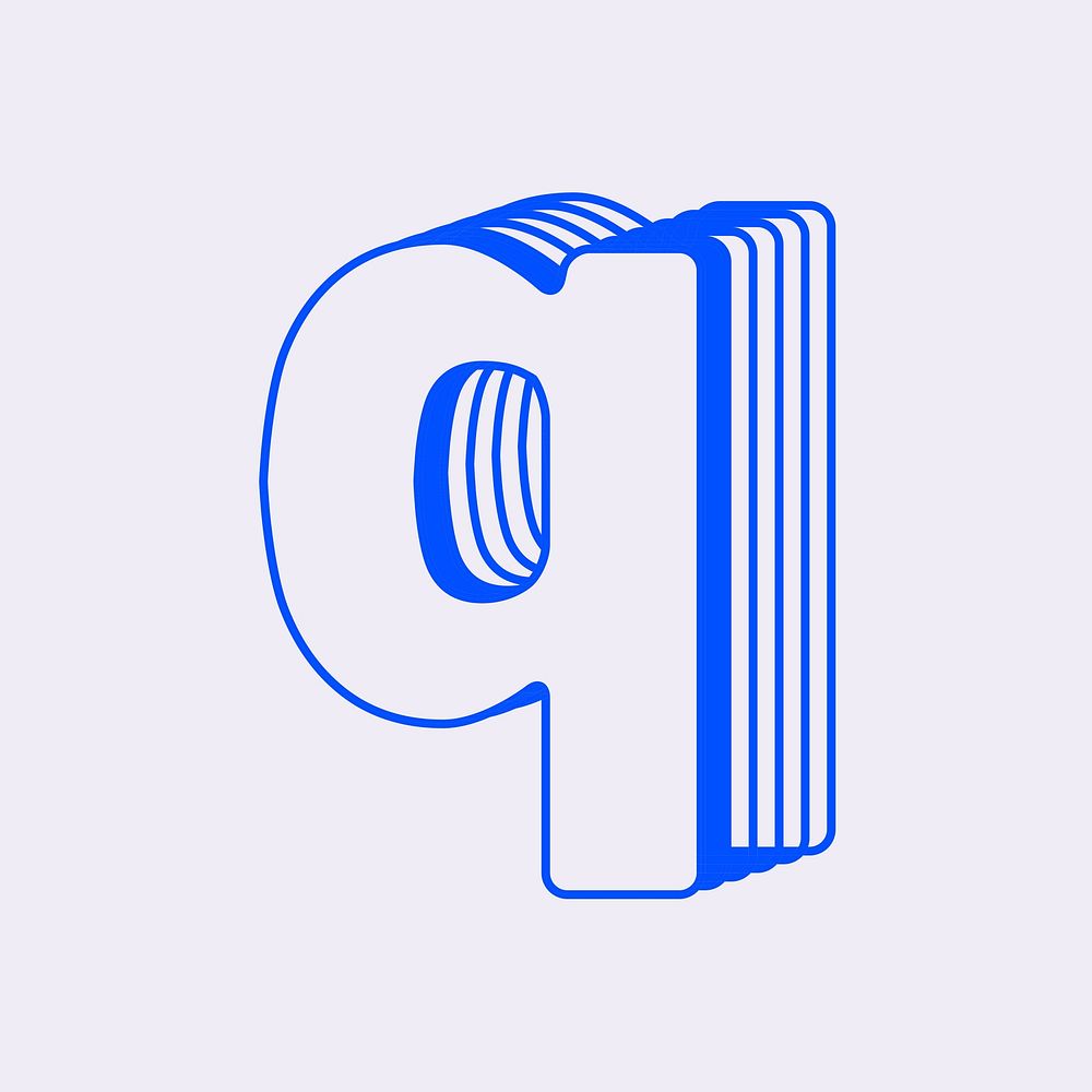 Letter q, line layer font illustration